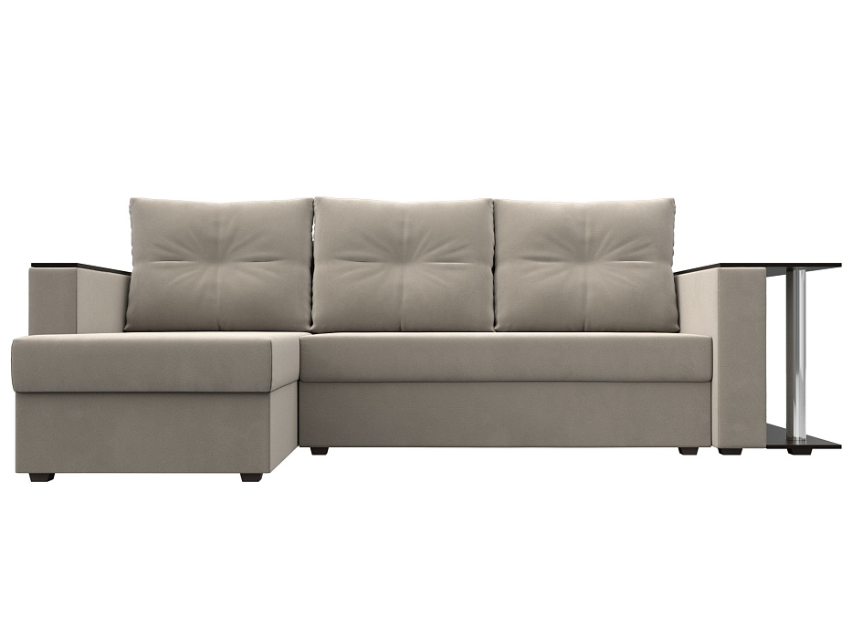 Диван угловой Атланта со столом левый угол Микровельвет