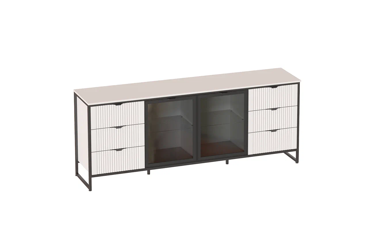 Тумба с 2 дв и 6 ящ с витринами Нора гостиная