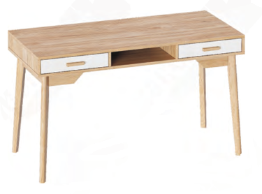 Стол письменный с двумя ящиками Калгари (Цвет Дуб натуральный светлый / Белый матовый)