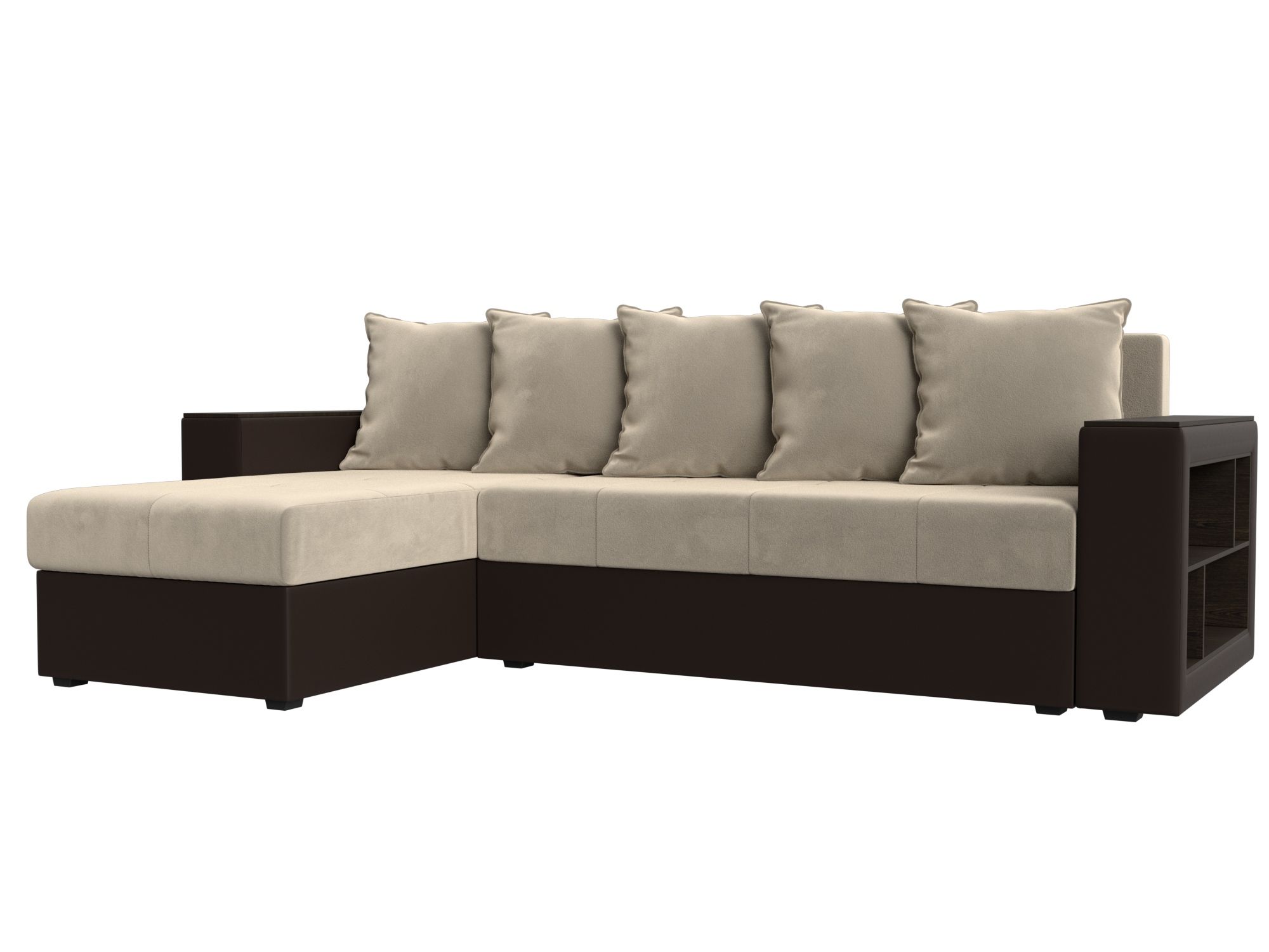 Диван угловой Дубай Лайт левый угол Микровельвет\Экокожа