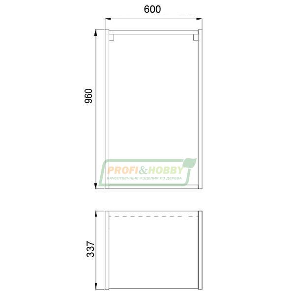 Шкаф Навесной 60х34х96 Узкий высокий + 2 полки, 2 двери