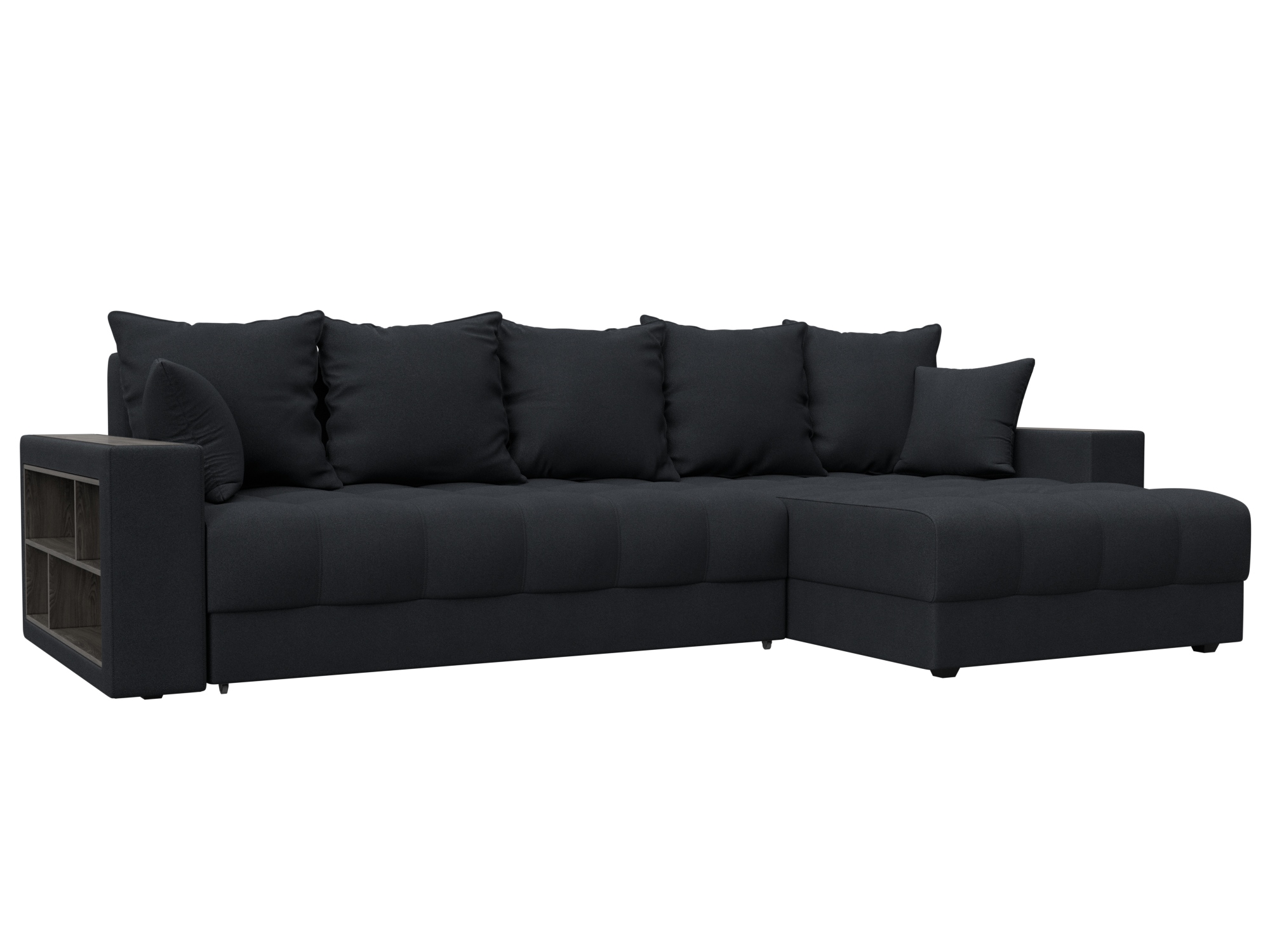 Диван угловой с декором и полкой Лига-050 НПБ Замша