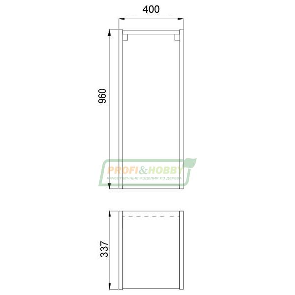 Шкаф Навесной 40х34х96 Узкий высокий + 2 полки