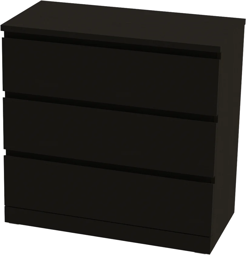 Комод Варма 3 с тремя ящиками, Ясень черный