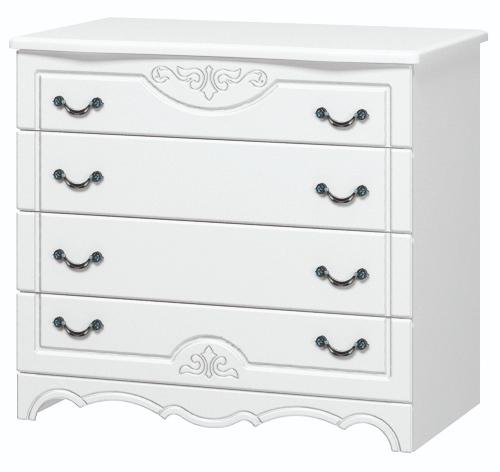 Комод Лотос 4 ящика (ЛДСП/МДФ(ЛАК), цвет Белый/Белый)