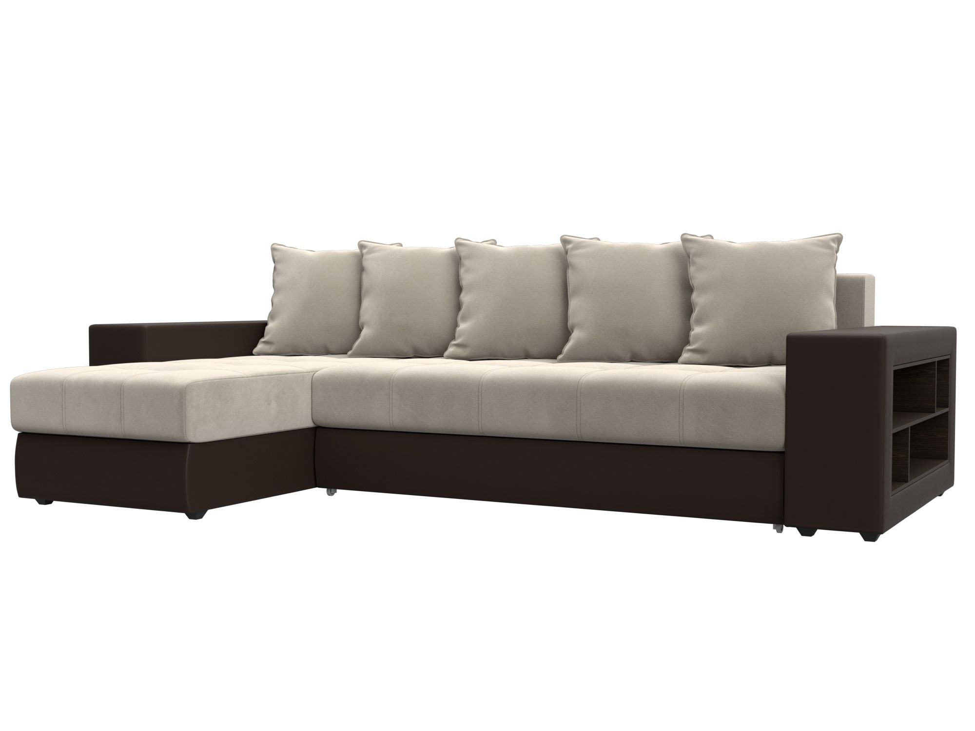 Диван угловой Дубай левый угол Микровельвет\Экокожа