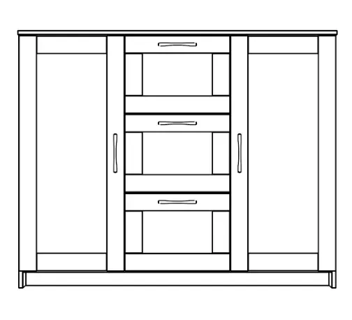 Тумба СИРИУС двухдверная с тремя ящиками