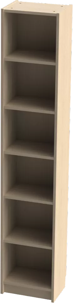 Стеллаж Варма 40, высокий узкий с шестью полками, дуб белёный
