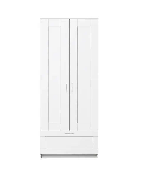 Шкаф СИРИУС двухстворчатый с ящиком (Цвет белый)