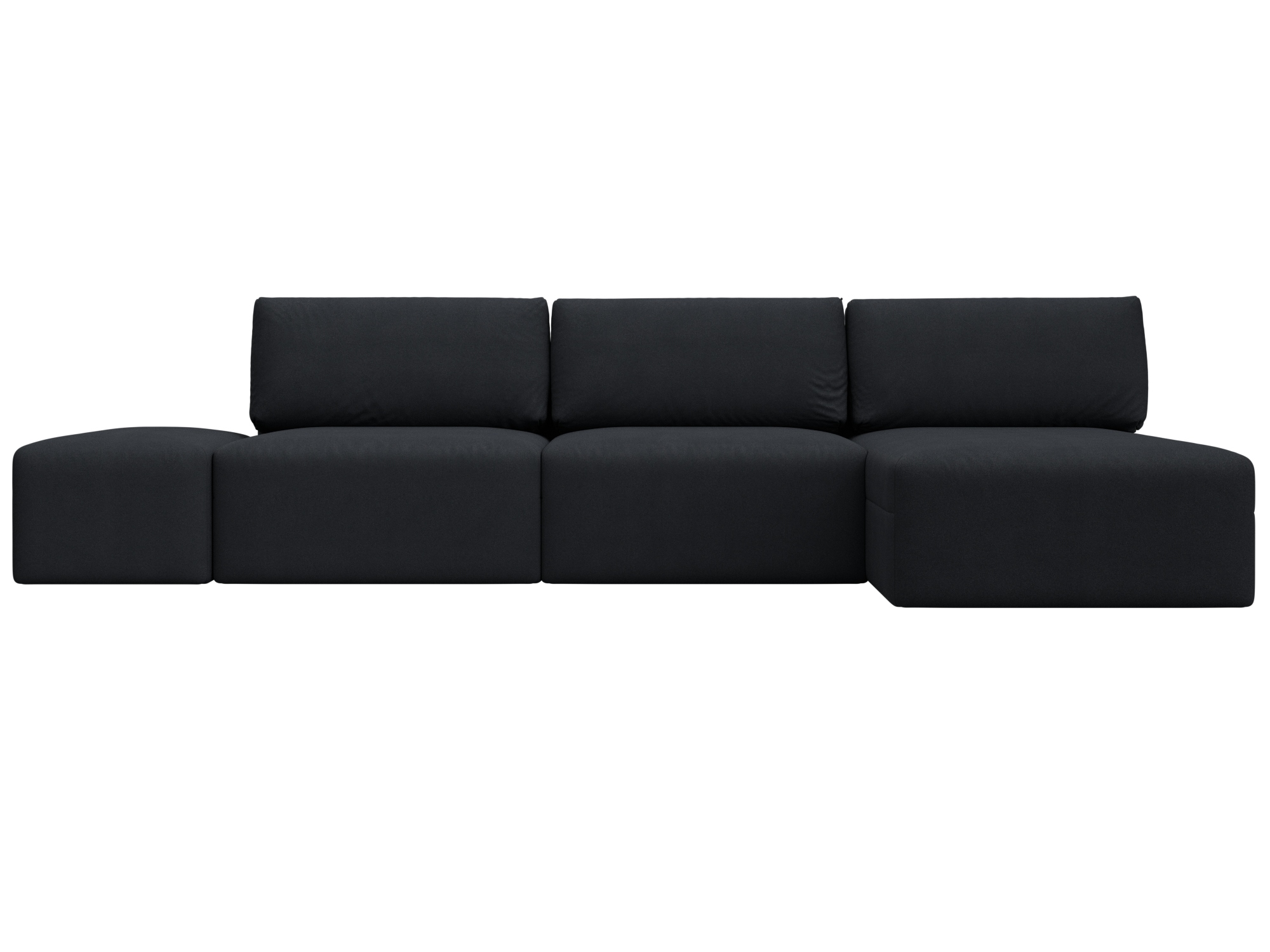 Диван угловой модульный с пуфом Лига-060 НПБ Лонг угол универсальный Замша