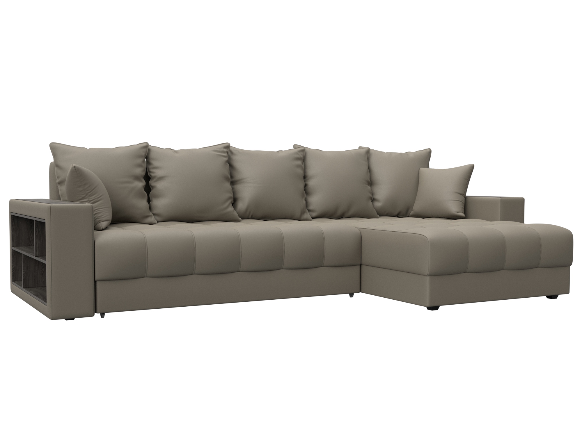 Диван угловой с декором и полкой Лига-050 НПБ Экокожа