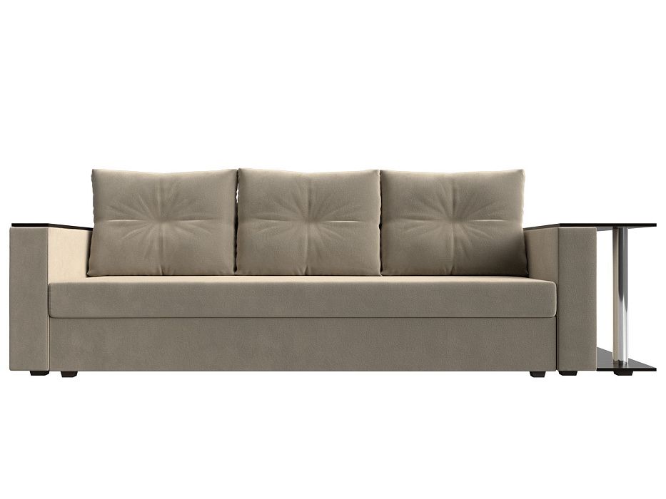 Диван прямой Атланта со столом справа Микровельвет