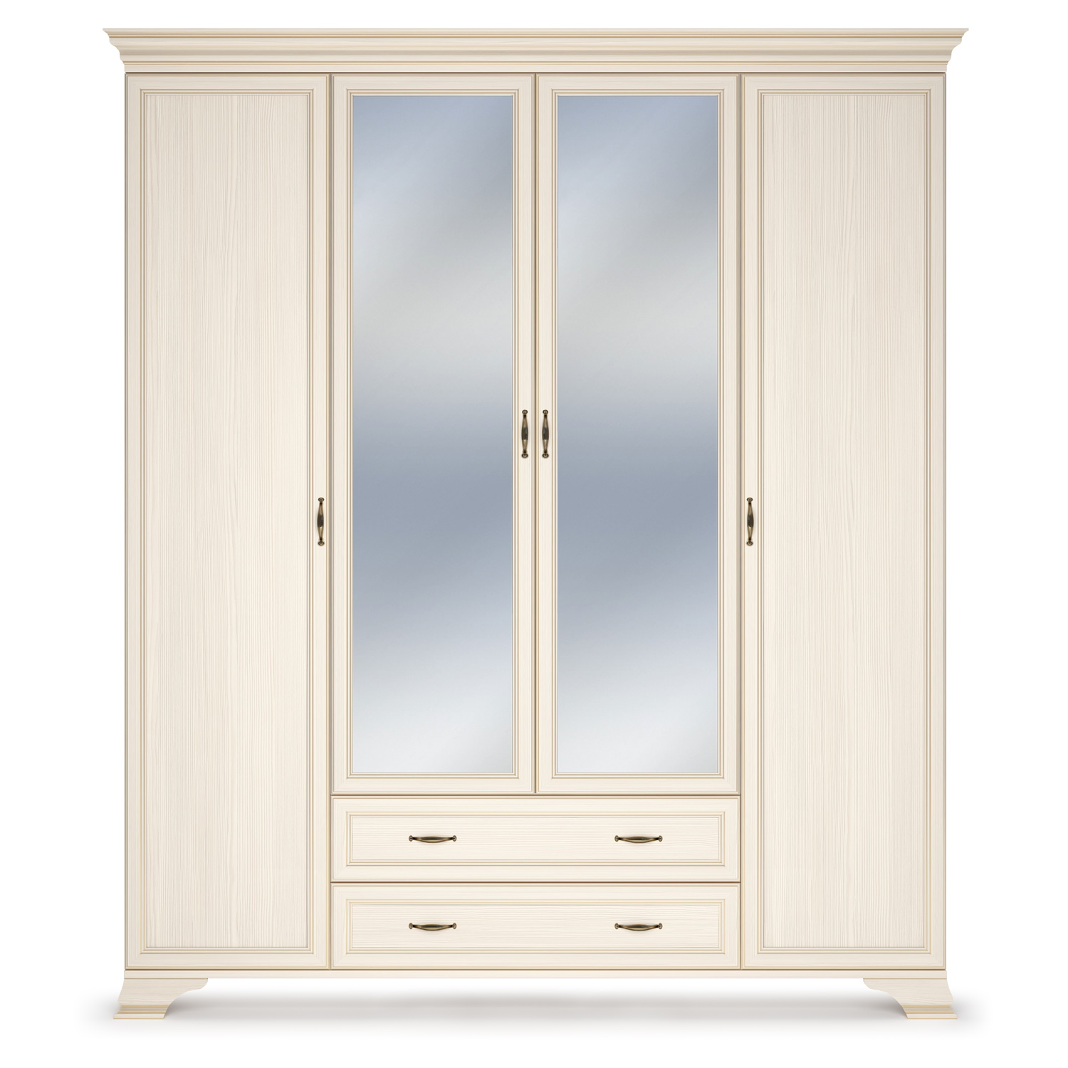 Шкаф распашной четырехдверный с зеркалами Сиена