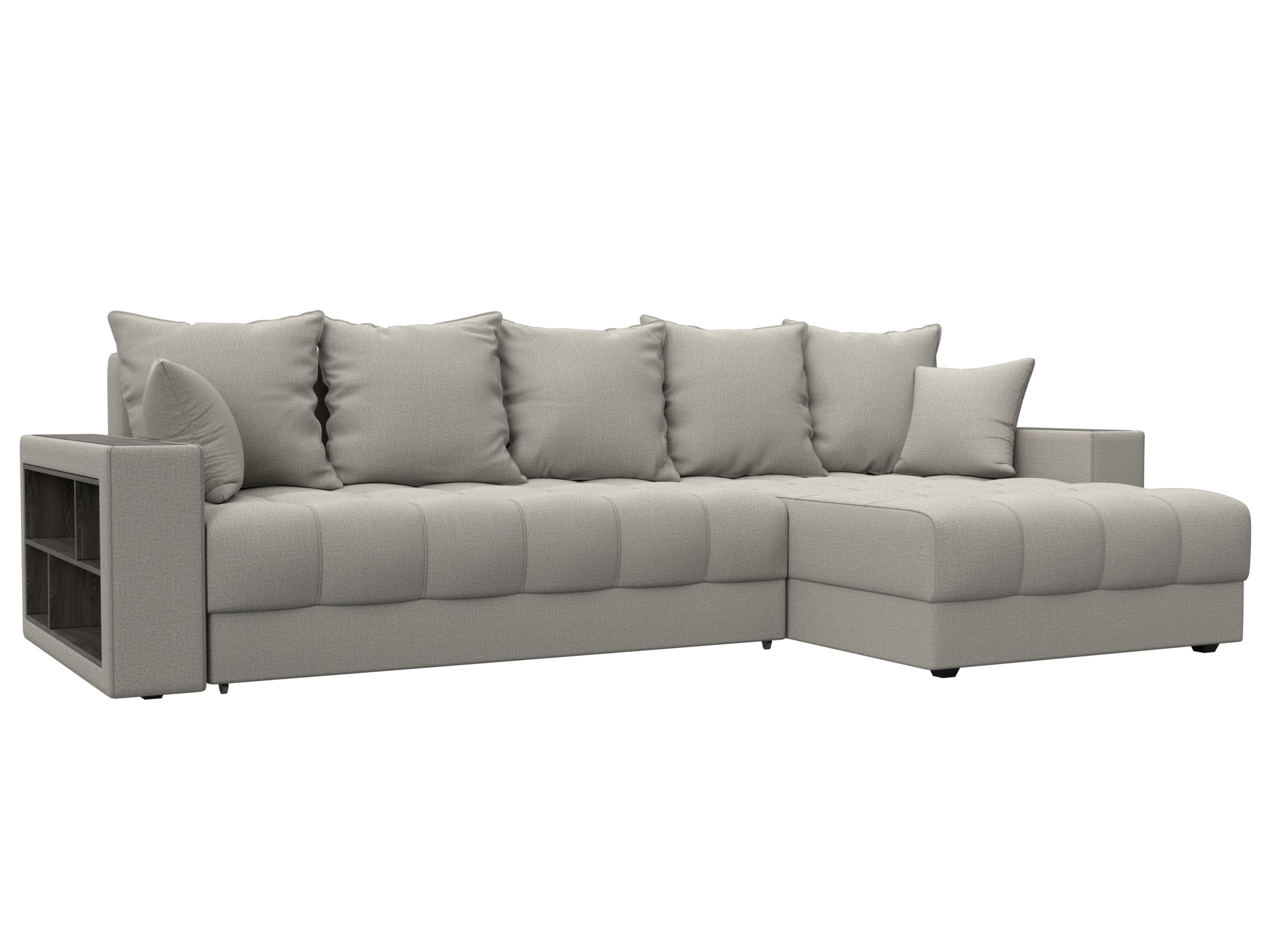 Диван угловой с декором и полкой Лига-050 НПБ Рогожка