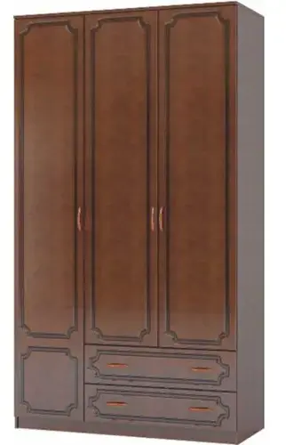 Шкаф распашной Лак ШР-3 (ЛДСП/МДФ(ЛАК) цвет Орех Шоколадный/Орех ТЁМН, 2 бол.ящ., без зер.)