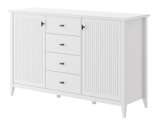 Комод Никеа 4 ящика 2 двери (4 ЯЩИКА+2 ДВЕРИ, ЛДСП Белый снег/ Лак Белый)