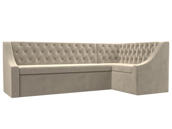 Диван кухонный угловой Мерлин правый угол Микровельвет (Бежевый)