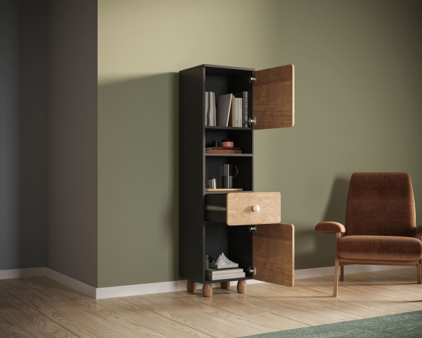 Шкаф узкий с одним ящиком и дверками Split SP09