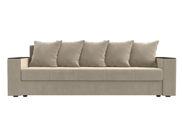 Диван прямой Дубай Лайт полки слева Микровельвет (Бежевый)