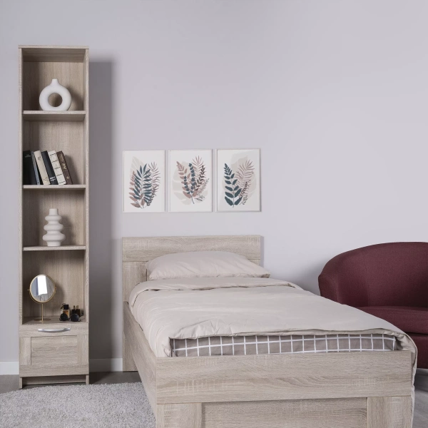 Стеллаж СИРИУС узкий, с ящиком и четырьмя полками