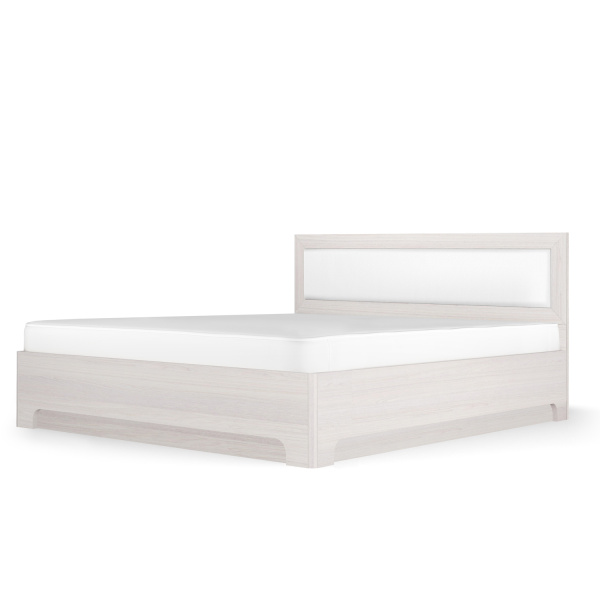 Кровать двуспальная 1 Парма Нео с подъемным основанием (1400*2000 Ясень анкор светлый, экокожа polo белая)