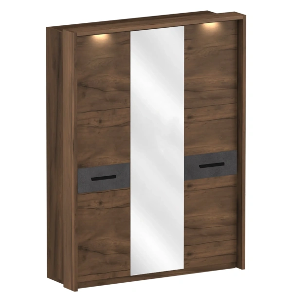 Шкаф трехдверный с обрамлением Глазго (Цвет Металл Бруклин/Таксония)