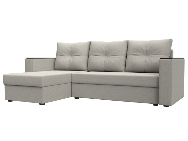 Диван угловой Атланта Б/С левый угол Рогожка (Амур 02 бежевый)