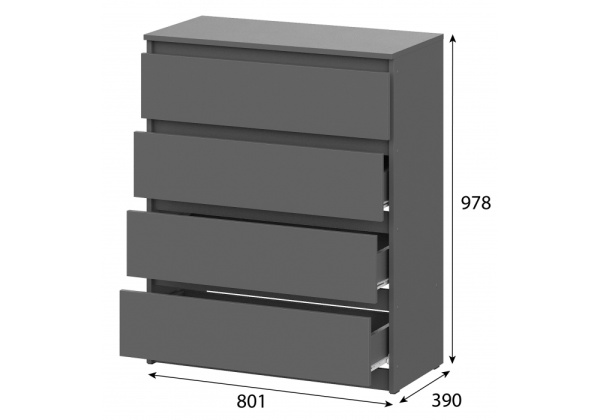 Комод Сибити 4 ящика графит серый