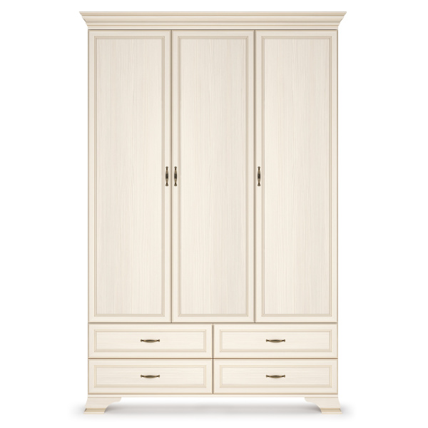 Шкаф распашной трехдверный Сиена (Бодега Белый (Патина «Золото»))