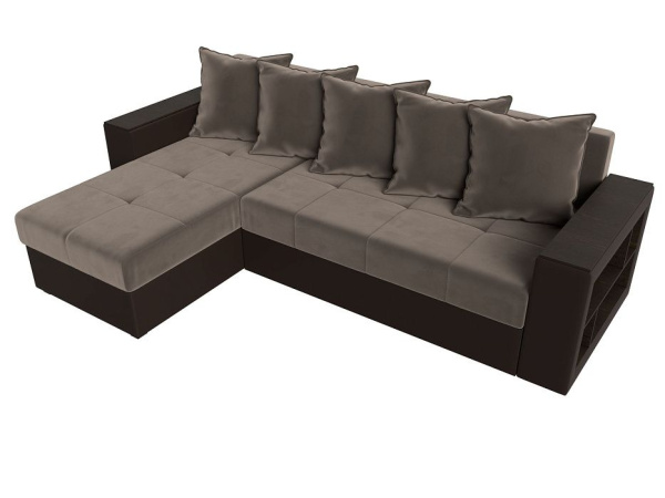 Диван угловой Дубай Лайт левый угол Велюр\Экокожа