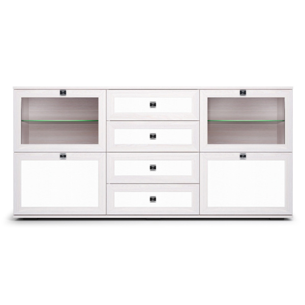 Комодино Парма Нео (Ясень анкор светлый, экокожа polo белая)