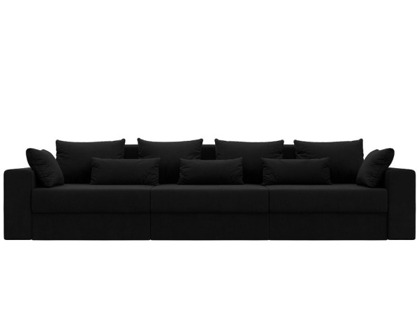 Диван прямой Майами Long Микровельвет (Черный)