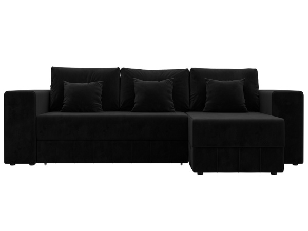Диван угловой Лига-076 угол универсальный Велюр (SEVEN 35 черный)