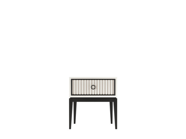 Тумба прикроватная Nice с 1 ящиком фасад с фрезеровкой (Молочный/Черный)