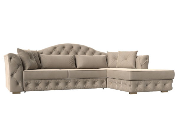 Диван угловой Артис правый угол Велюр (Бежевый)