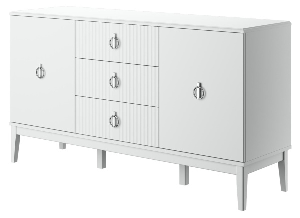 Комод Фарго 2 двери 3 ящика (2 ДВЕРИ-3 ЯЩИКА, ЛДСП Белый снег/МДФ ЛАК Белый)