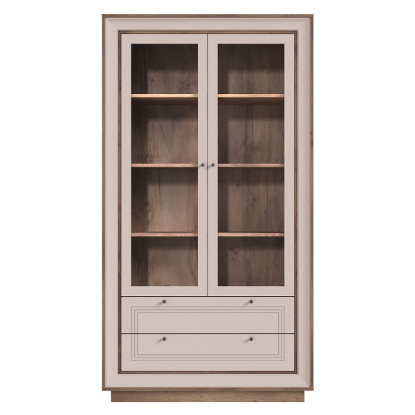 Шкаф-витрина 2-х дверная Прато (Таксония шоколадная/ Кофе с молоком)