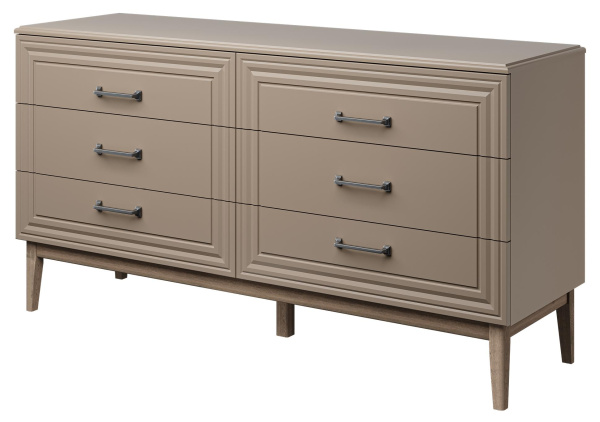 Комод Гориция 6 ящиков ((НСМ), 6 ЯЩИКОВ, Латте/Лак Мокко мусс)