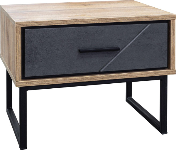 Тумба прикроватная Лайн П6.619.1.12 (П620.12) (Камень серый/Дуб вотан/Чёрный)