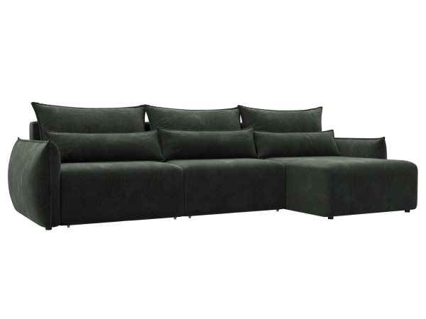Диван угловой Лига-051 НПБ Лонг угол универсальный Шенилл (RIMINI 09 зеленый)