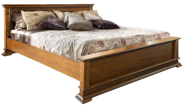 Кровать двойная Верди Классик с низким изножьем (Черешня с золочением 1200*2000)