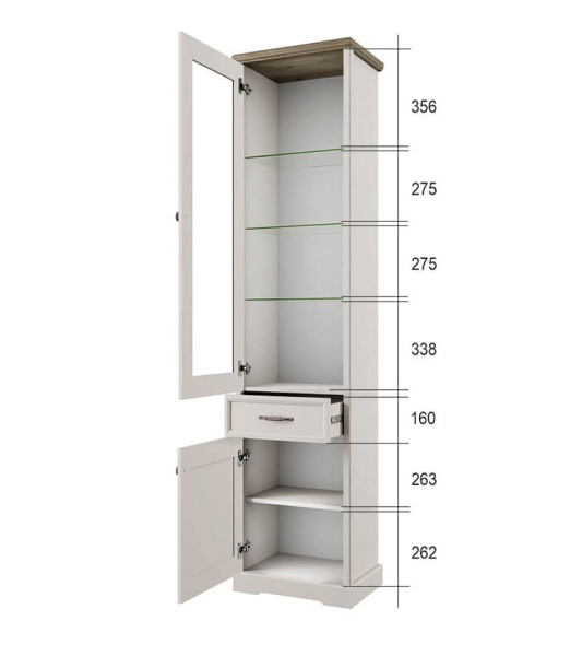 Шкаф с витриной 1V1D1S TOSCANA NEW
