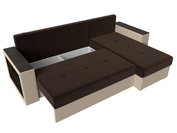 Диван угловой Дубай Лайт правый угол Микровельвет\Экокожа