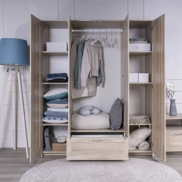 Шкаф СИРИУС четырехдверный с ящиком и двумя зеркалами