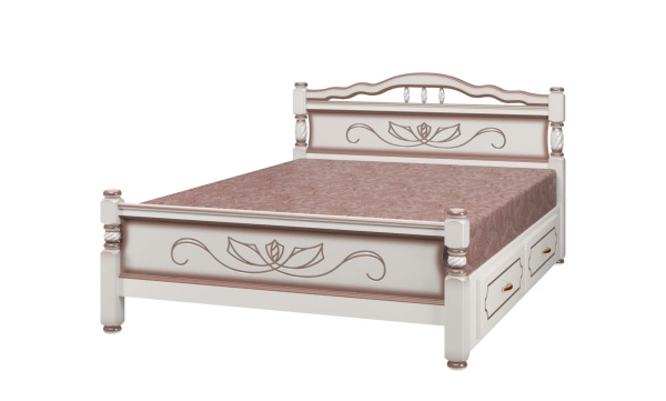 Кровать двуспальная Карина 5 с ящиками (кровать с 2-мя ящиками одинарная 1400х2000 цвет Дуб молочный)