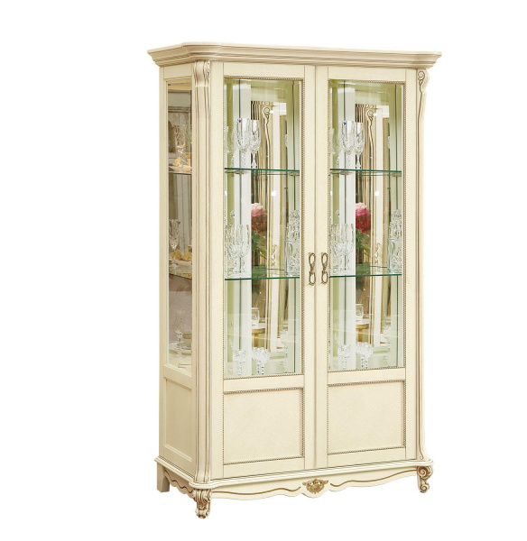 Шкаф с витриной Алези П1.350.0.19 (П350.19) (Слоновая кость с золочением)