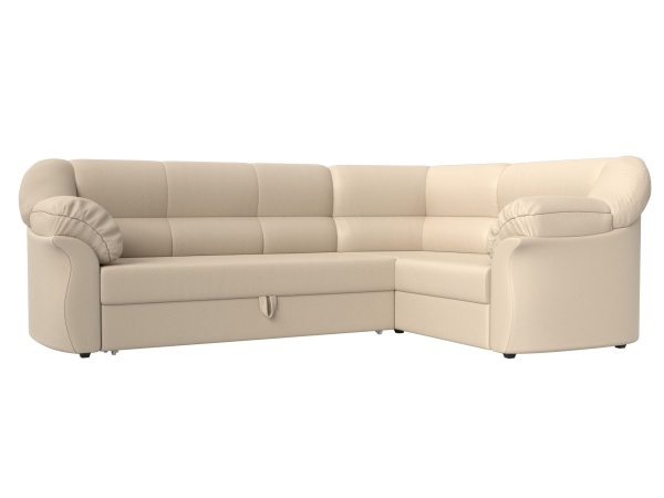 Диван угловой Карнелла правый угол Экокожа (Бежевый)