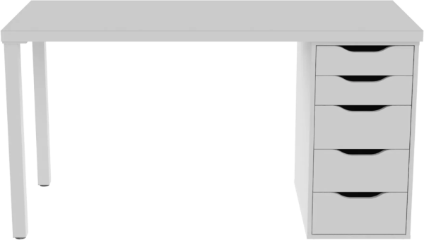 Стол письменный Ингар белый, 140x75, с одной тумбой