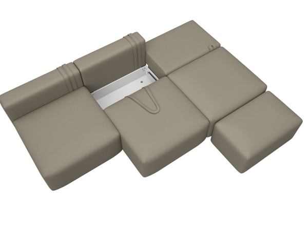 Диван прямой модульный с пуфом Лига-060 НПБ Лонг Экокожа