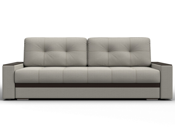 Диван прямой с декором Лига-096 НПБ Рогожка;Экокожа (Амур 02 Бежевый/Коричневый)